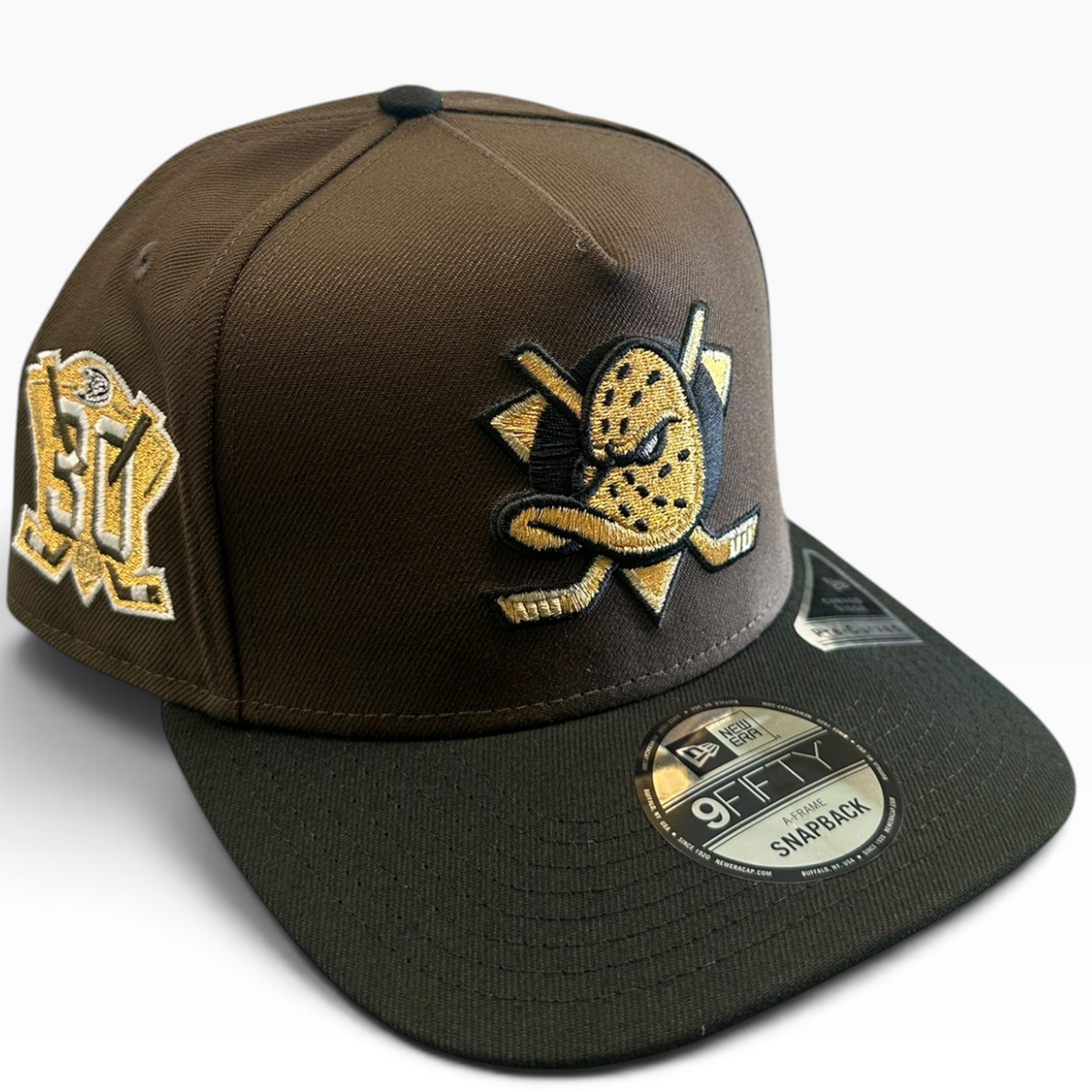 Anaheim Ducks Brown & Black New Era 9FIFTY A-Frame snapback hat - back view