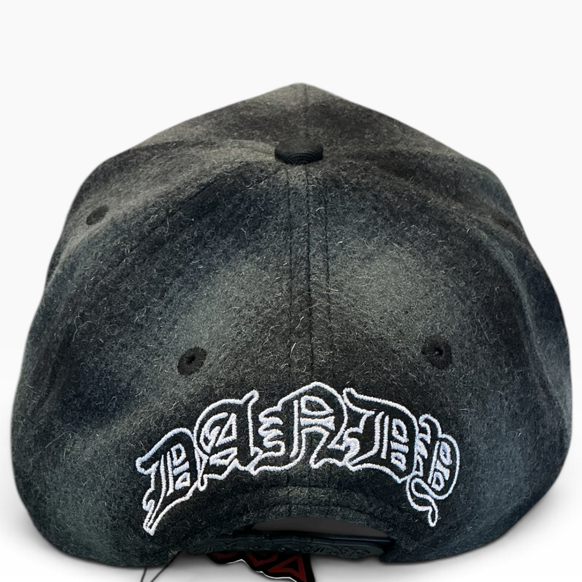 LA black wool snapback with gothic embroidery - side view