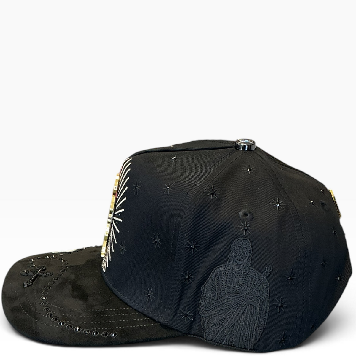 San Judas Tadeo snapback with praying hands embroidery - side view