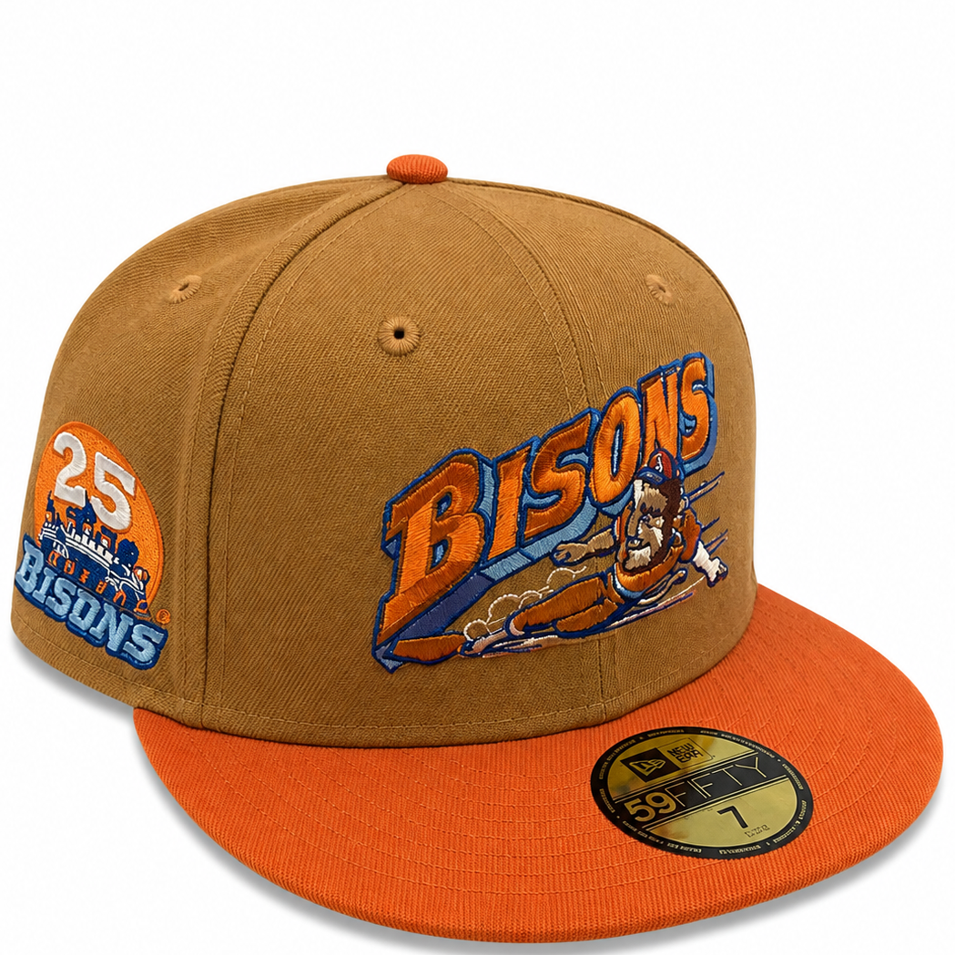 Buffalo Bisons brown/orange New Era 59FIFTY fitted hat - front view