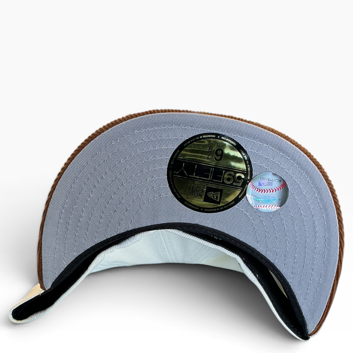 New York Yankees Cream & Brown Corduroy New Era 59FIFTY fitted hat - front view