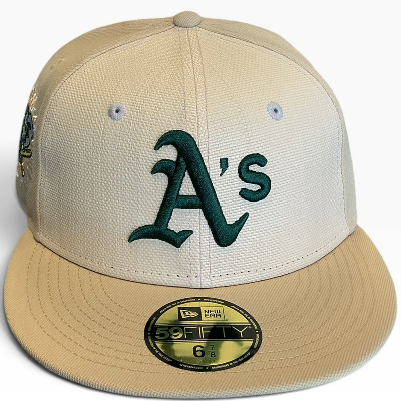 Oakland Athletics Cream & Tan New Era 59FIFTY fitted hat - side view