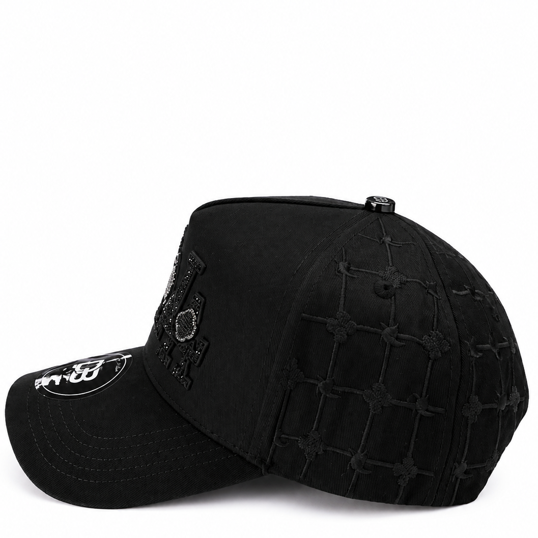 DB Hats black rhinestone LA hat - alternate angle