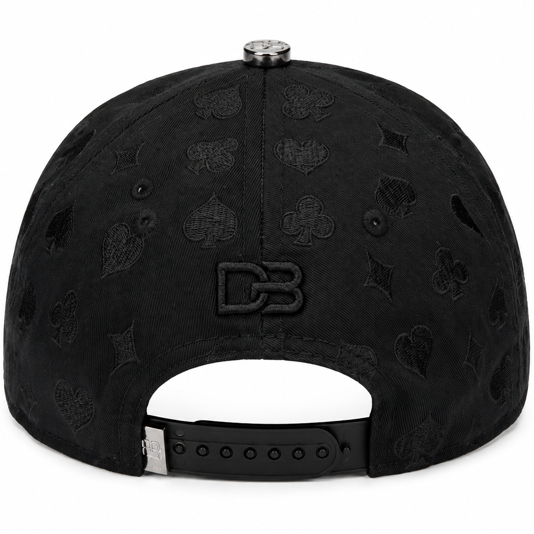 Black 777 rhinestone snapback - back view