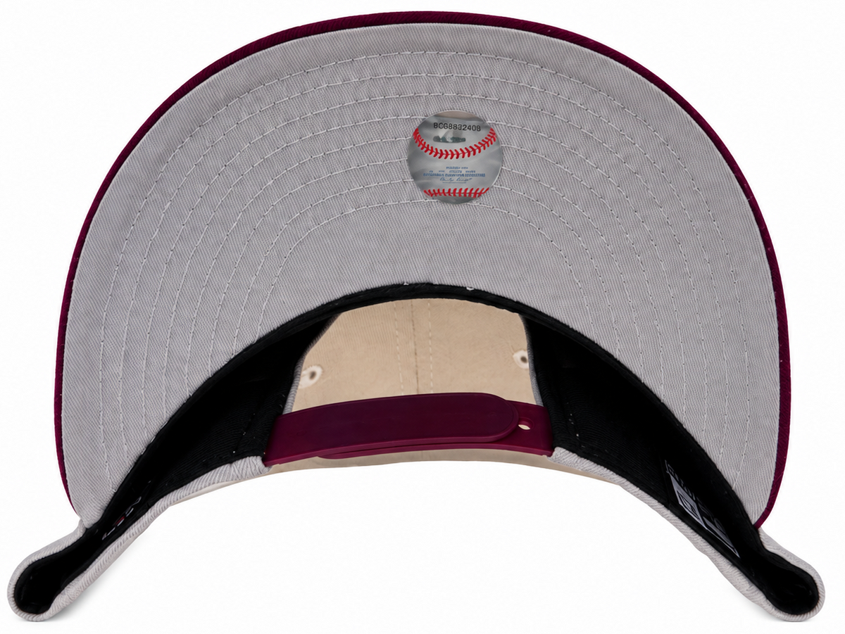 New Era San Diego Padres gray and maroon 9FIFTY snapback hat with maroon SD logo - front view