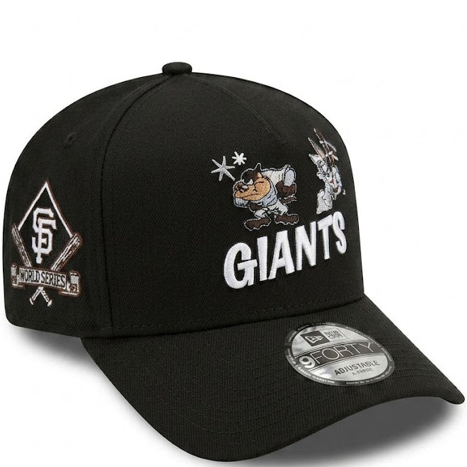 New Era San Francisco Giants 9FORTY A-Frame black hat with Looney Tunes characters - front view