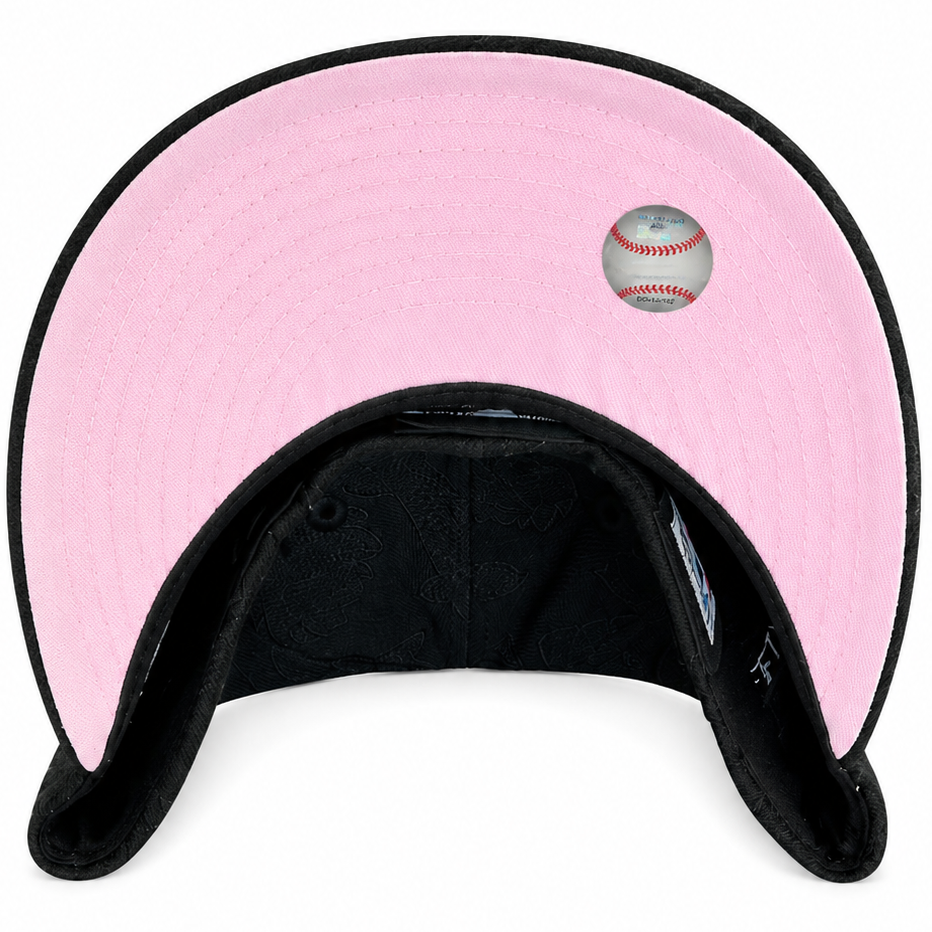 Los Angeles Dodgers black floral fitted hat – pink undervisor detail