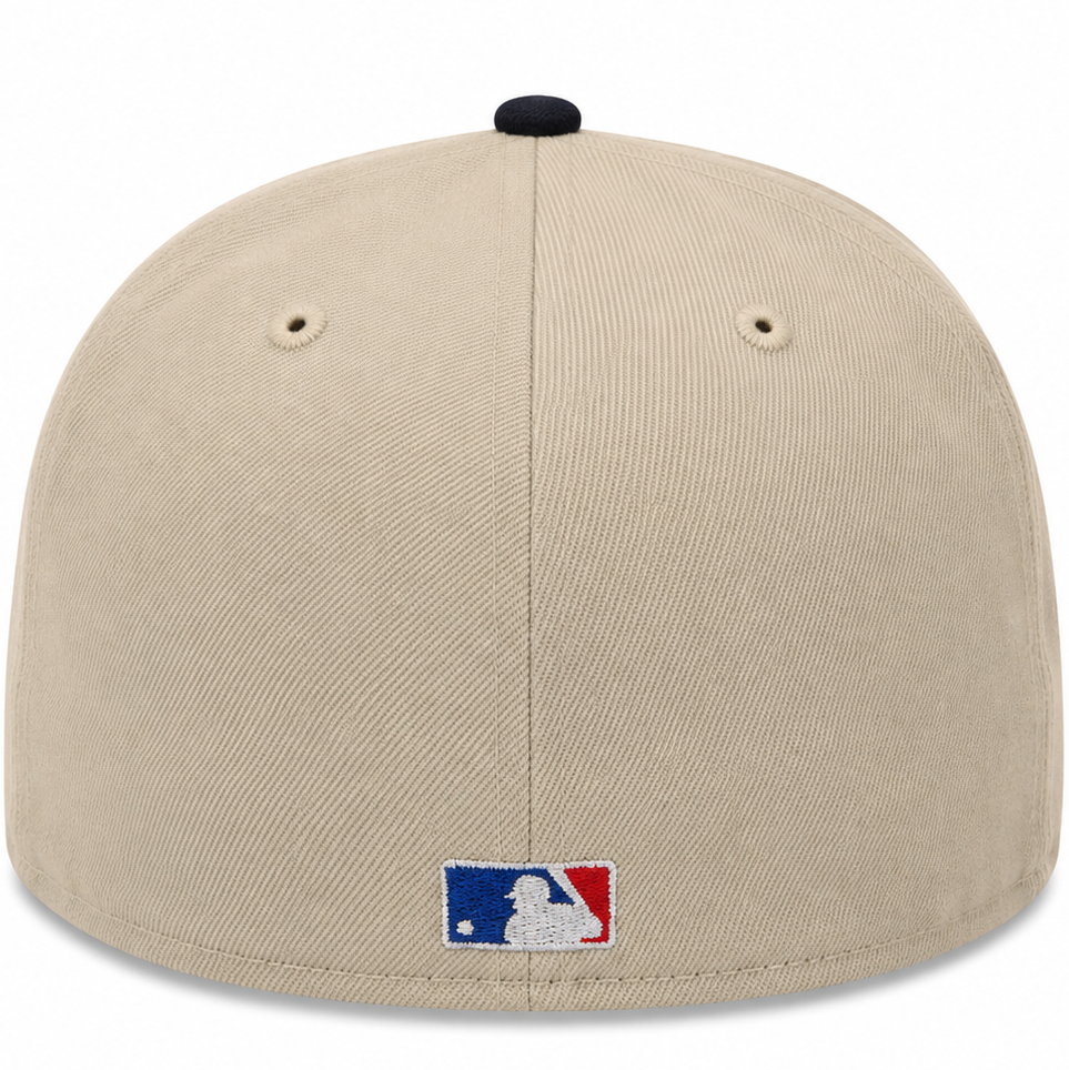 Philadelphia Phillies tan and navy New Era 59FIFTY fitted hat - back view