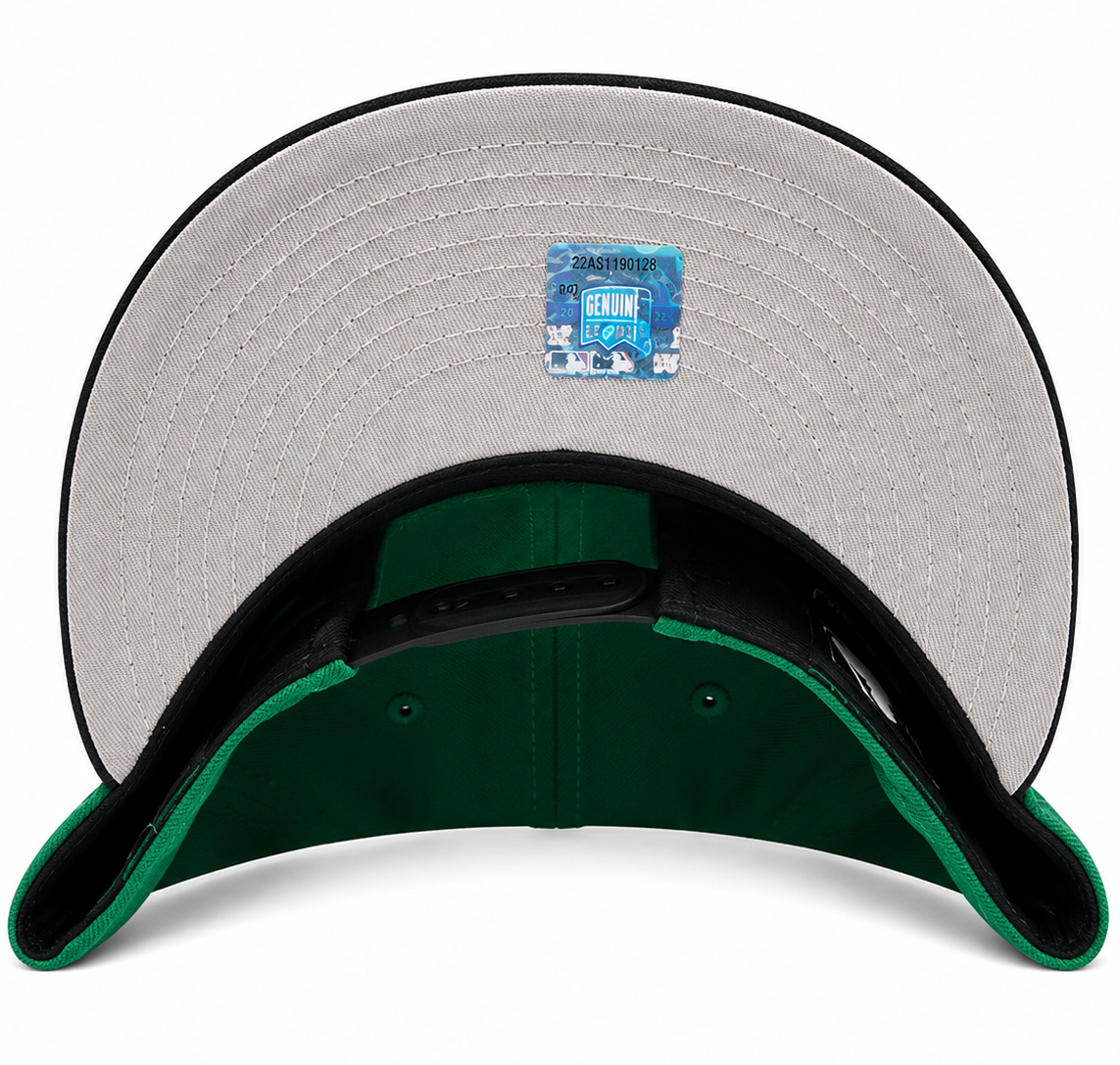 New York Jets vintage logo green and black New Era 9FIFTY snapback hat - front view