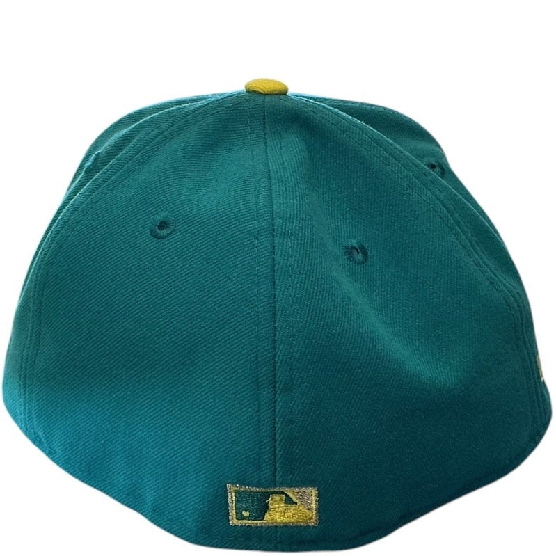 Oakland Athletics green and gold 40th Anniversary New Era 59FIFTY fitted hat - front view