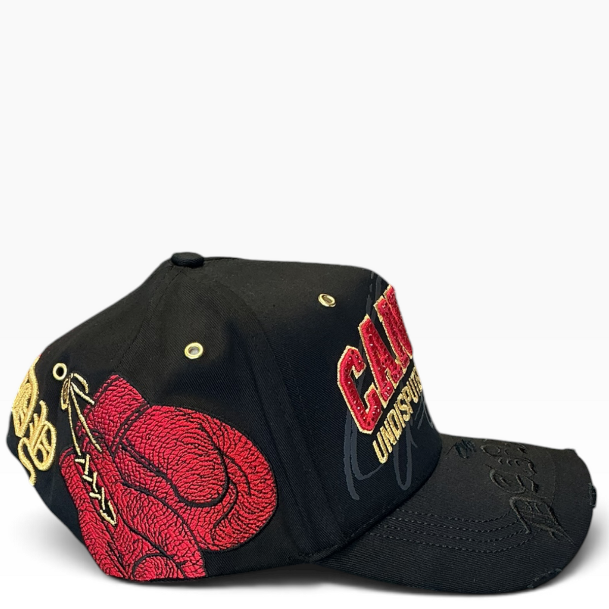 Dandy Canelo Undisputed Champion black and red embroidered snapback hat - front view