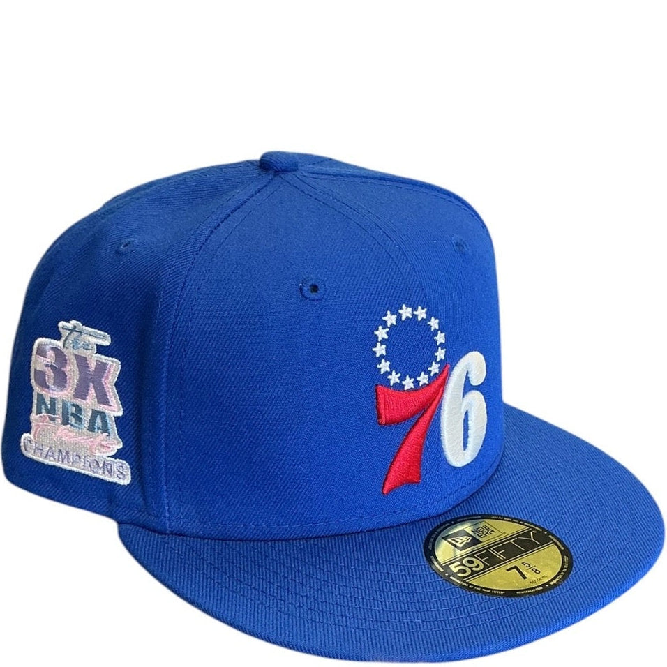Philadelphia 76ers royal blue New Era 59FIFTY fitted hat - back view