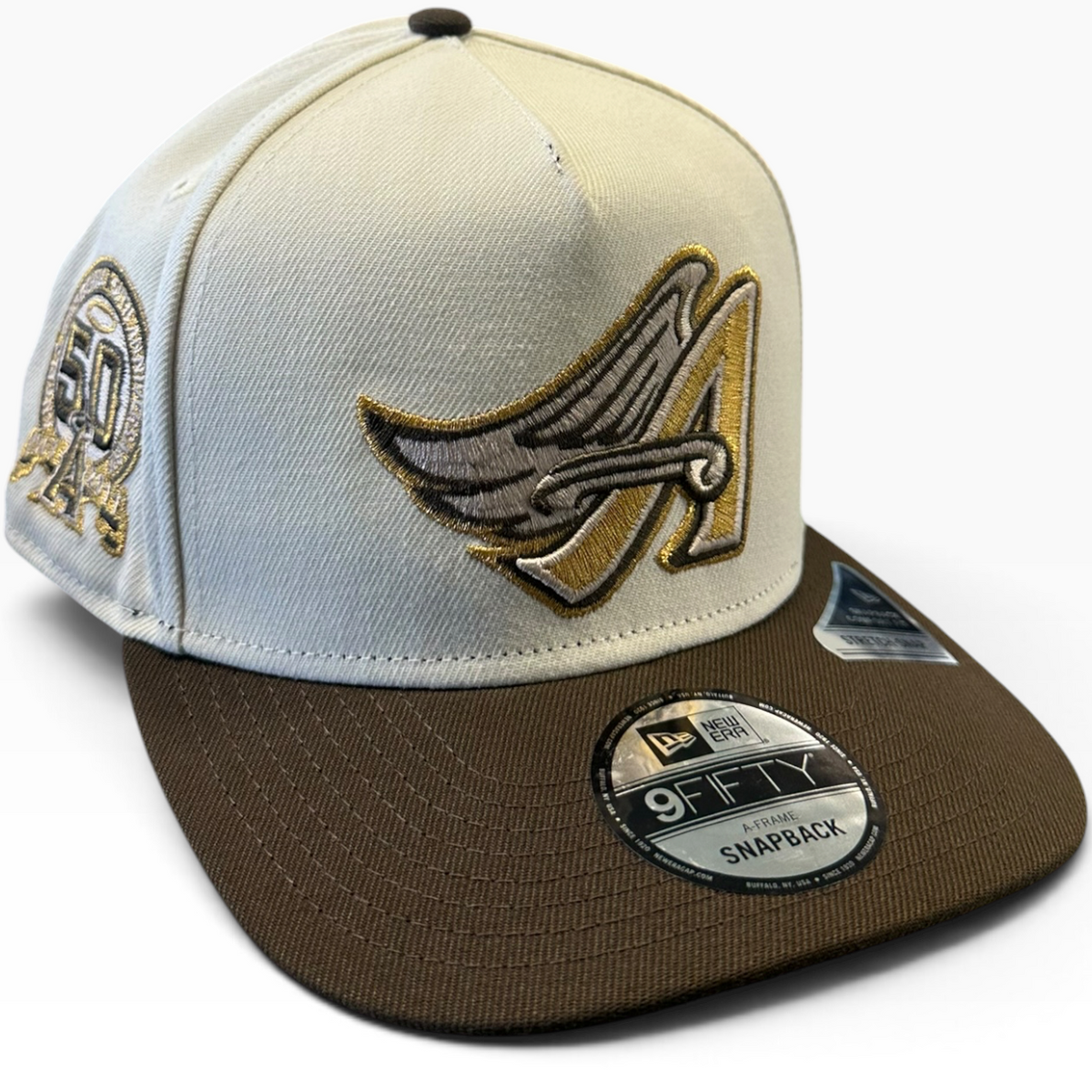 Los Angeles Angels cream brown and gold New Era 9FIFTY A-Frame snapback hat - side view