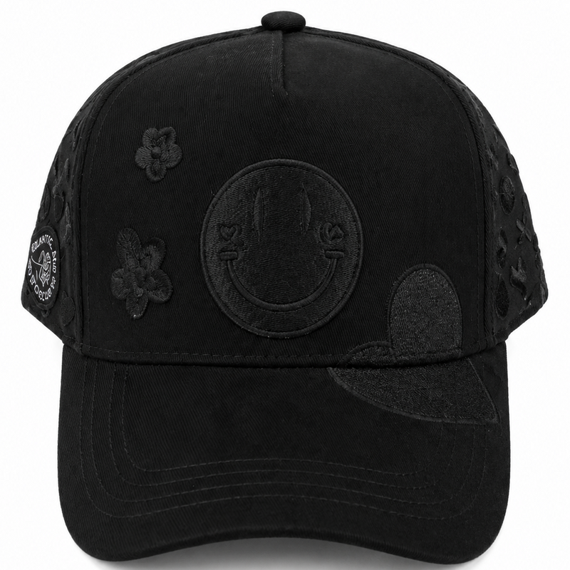 Black Problematic and Dangerous Club smiley mesh hat - front view