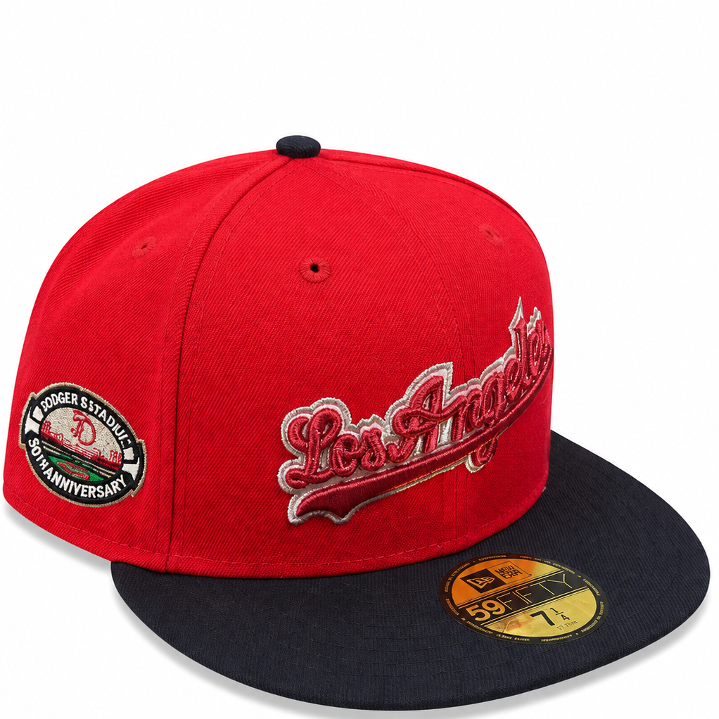 Los Angeles Dodgers Red/Navy New Era 59FIFTY fitted hat - front view