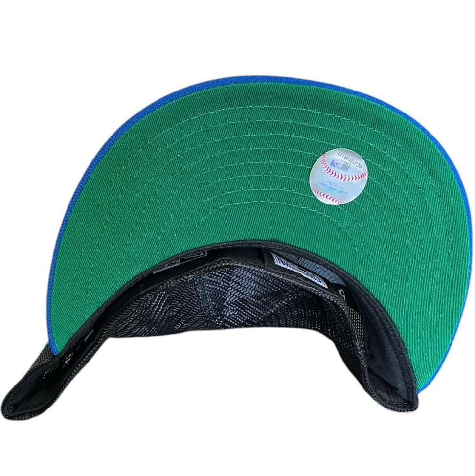 Texas Rangers black and royal blue Final Season New Era 59FIFTY fitted hat - side view