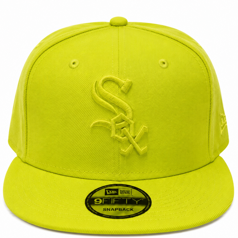 Chicago White Sox New Era 9FIFTY neon lime tonal snapback hat - front view