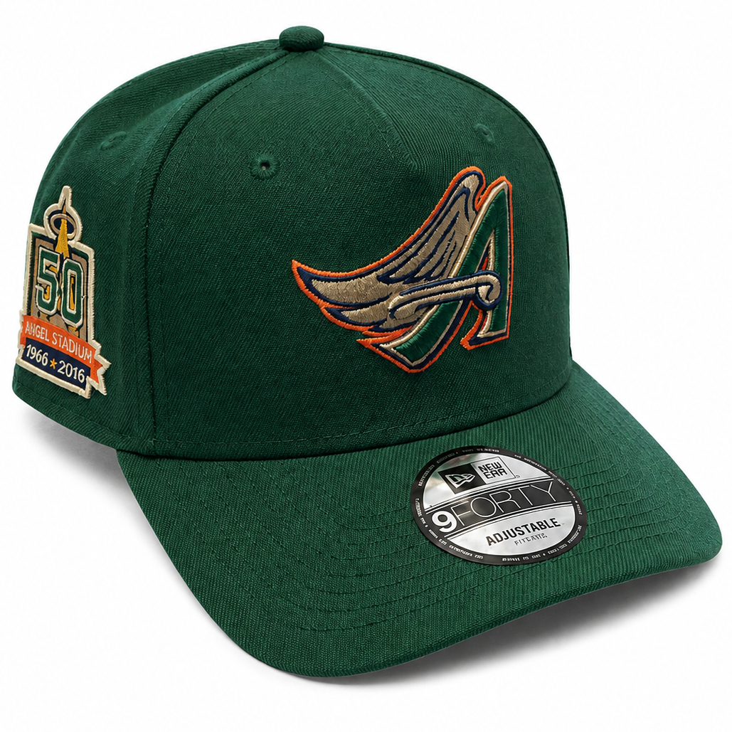 Los Angeles Angels dark green New Era 9FORTY adjustable hat - side view