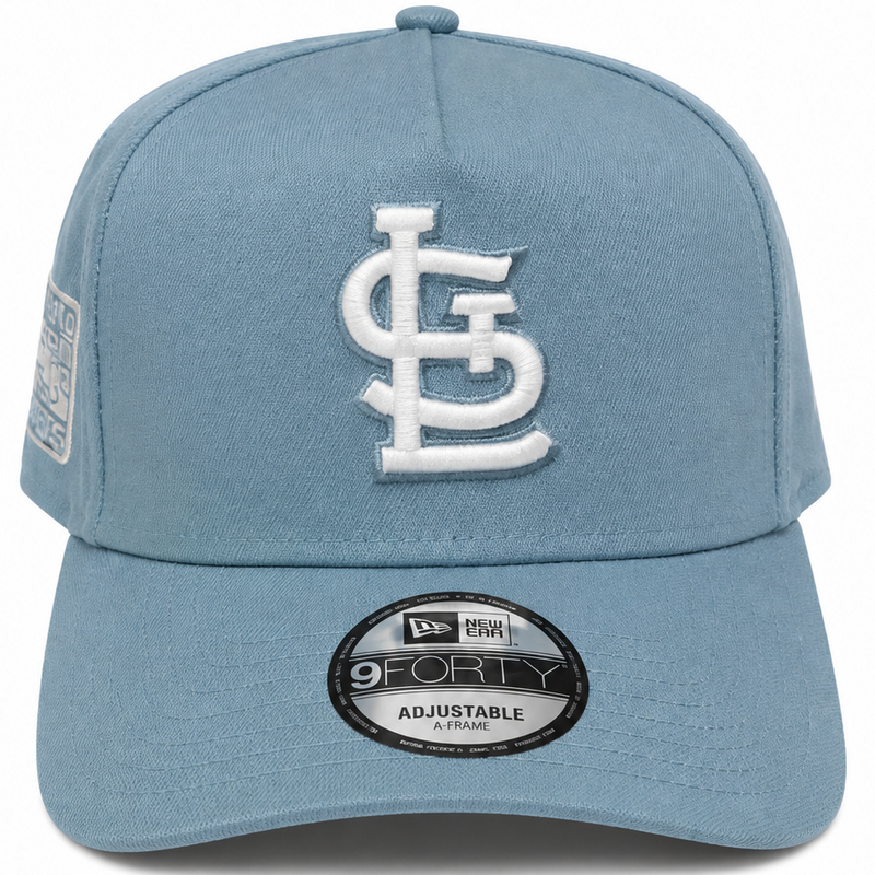 St. Louis Cardinals 2006 World Series light blue New Era 9FORTY A-Frame adjustable hat - front view