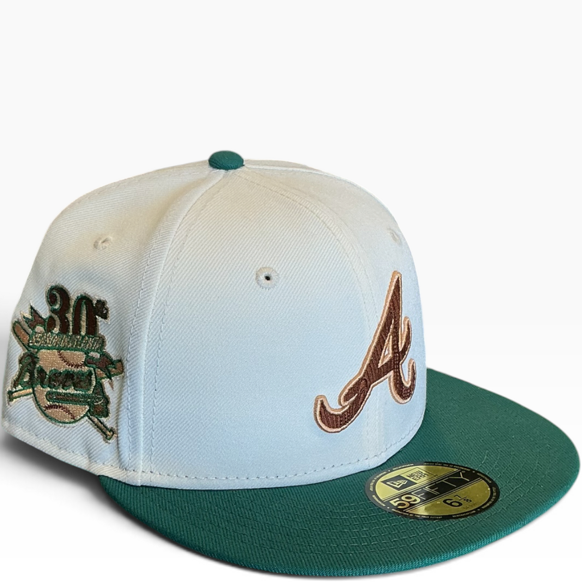 Atlanta Braves Cream & Green New Era 59FIFTY fitted hat - front view