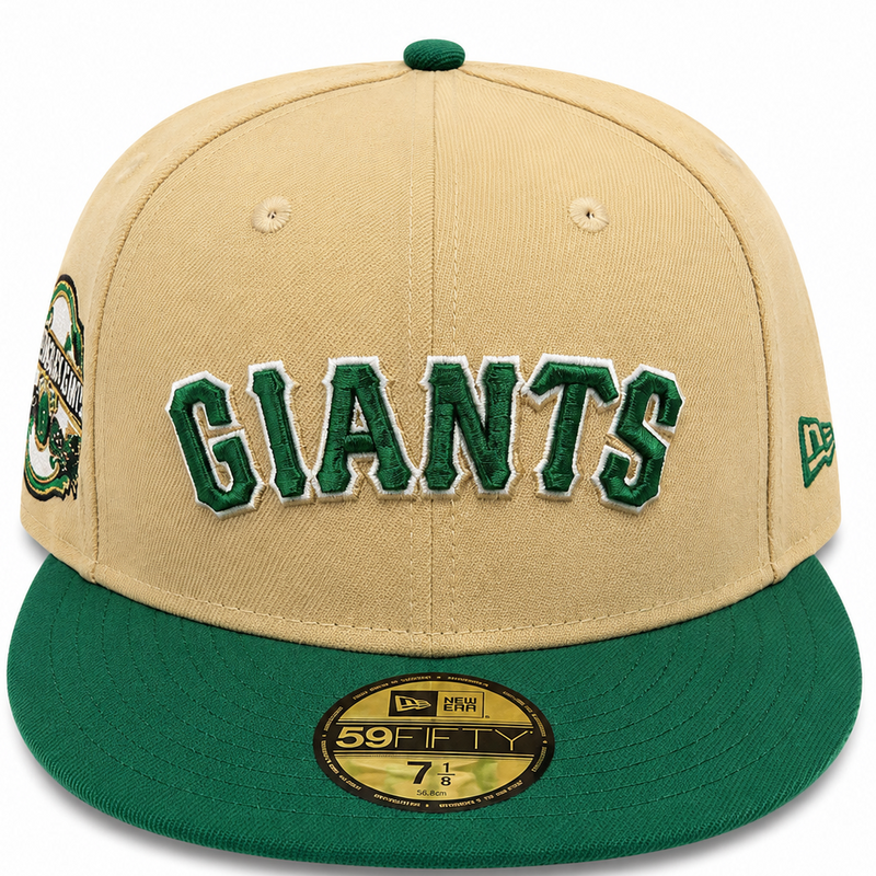 San Francisco Giants Tan & Green New Era 59FIFTY fitted hat - detail view