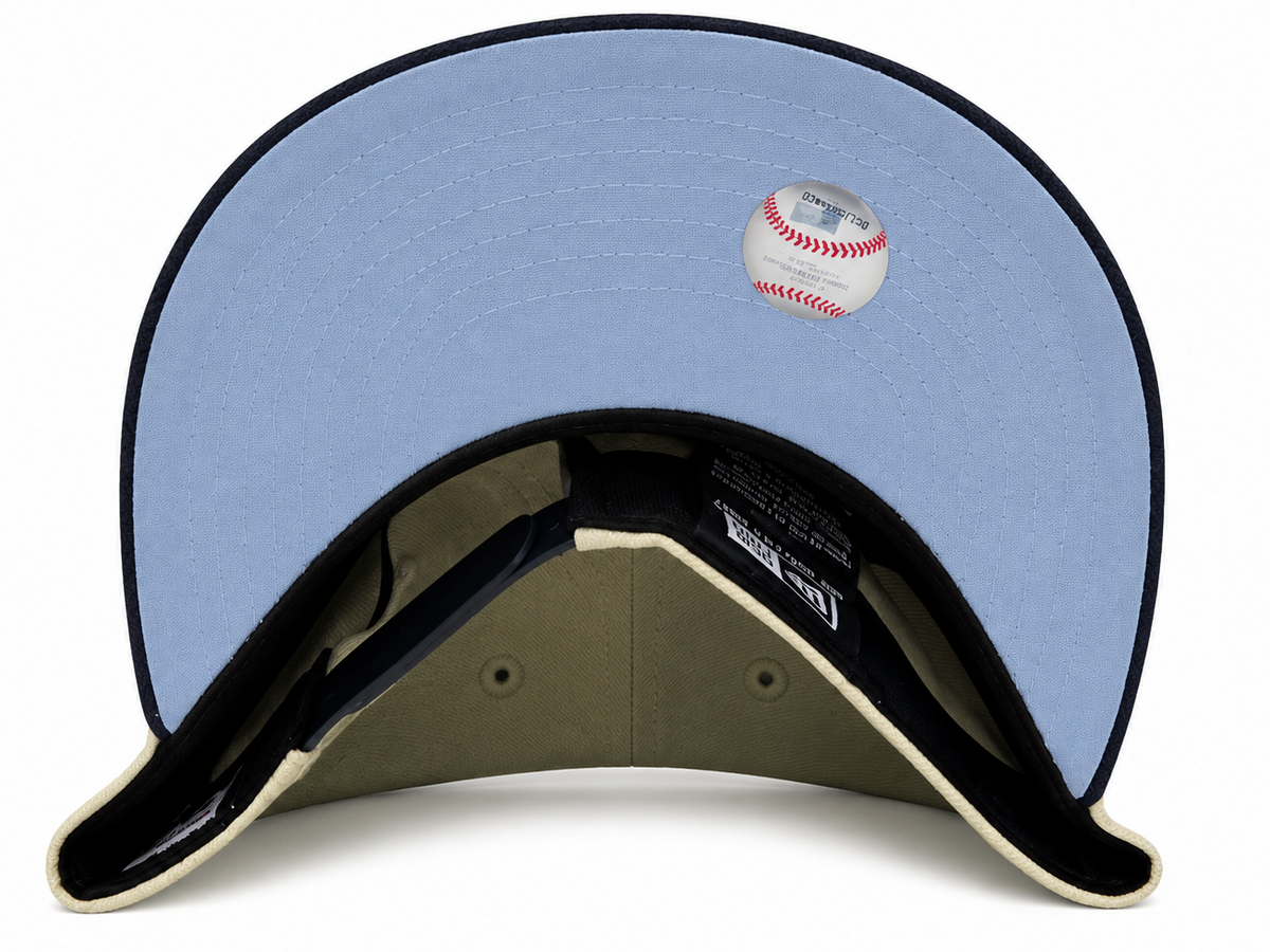 Los Angeles Dodgers olive and navy New Era 9FORTY A-Frame adjustable hat - undervisor detail