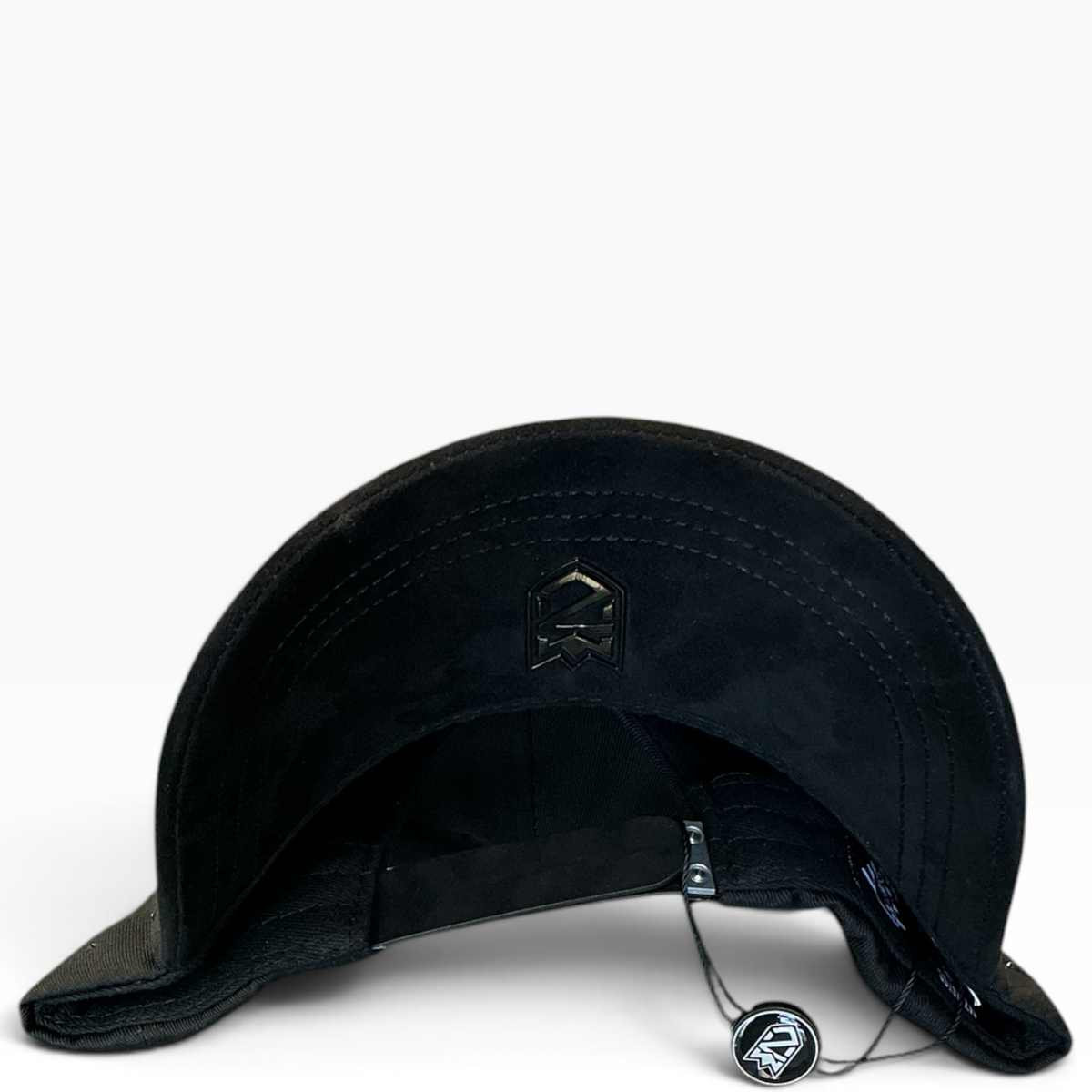Detroit Money Man black rhinestone snapback hat with Old English D - front view