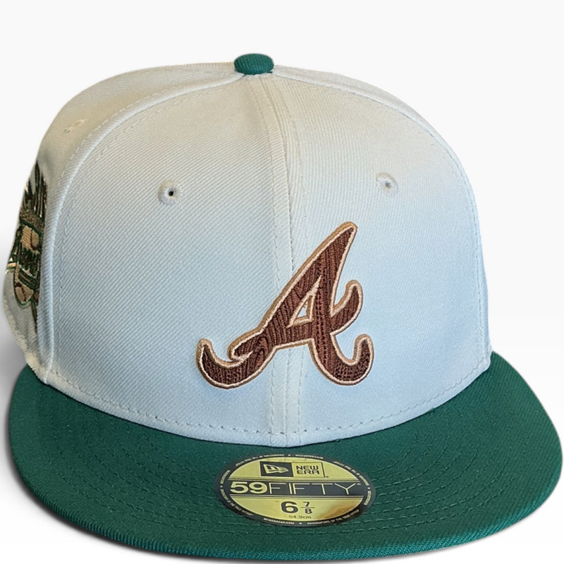 Atlanta Braves Cream & Green New Era 59FIFTY fitted hat - side view
