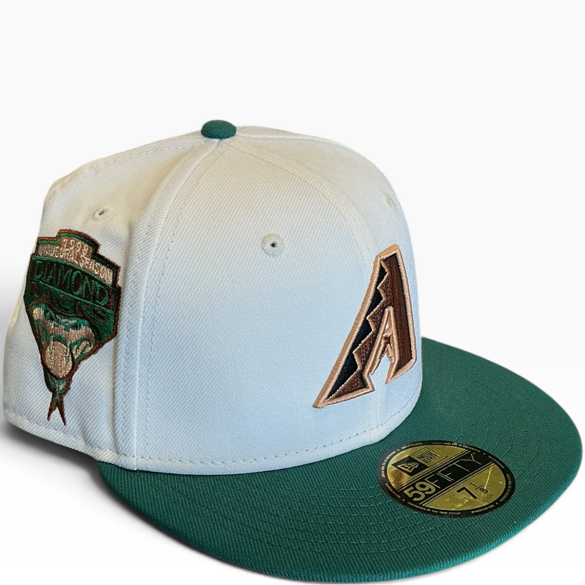 Arizona Diamondbacks Cream & Green New Era 59FIFTY fitted hat - front view