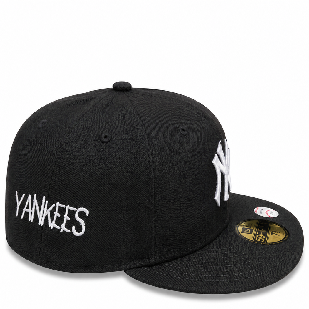 New York Yankees black and white New Era 59FIFTY fitted hat - back view