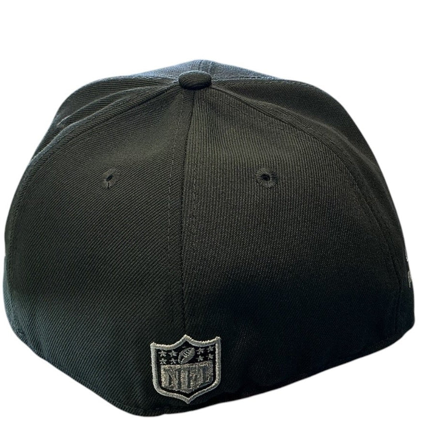 Las Vegas Raiders black and silver New Era 59FIFTY fitted hat - side view
