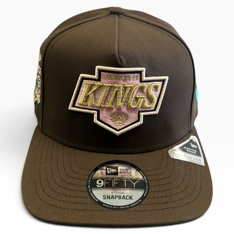 Los Angeles Kings brown and pink retro logo New Era 9FIFTY A-Frame snapback hat - front view