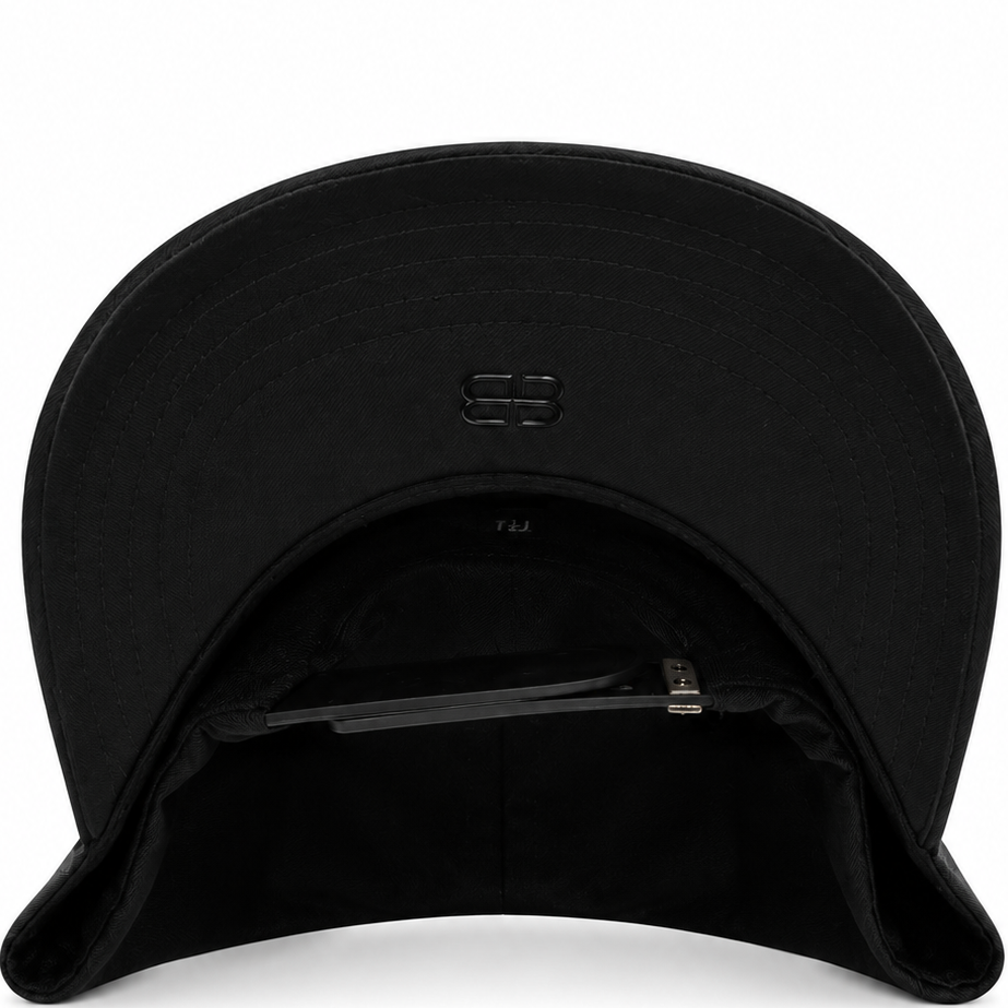 Sombrero Blanco Cattle black cap with embossed bull graphic - front view