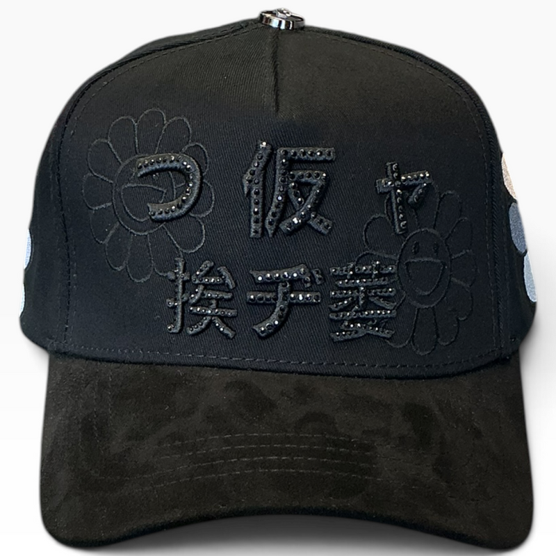 Rhinestone flower snapback - detail view