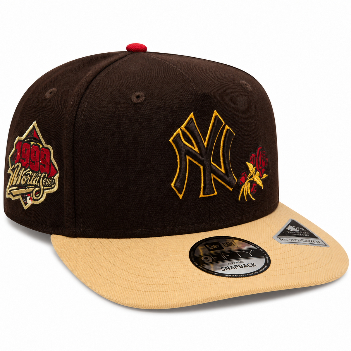 New York Yankees brown and tan Rose New Era 9FIFTY A-Frame snapback hat - side view