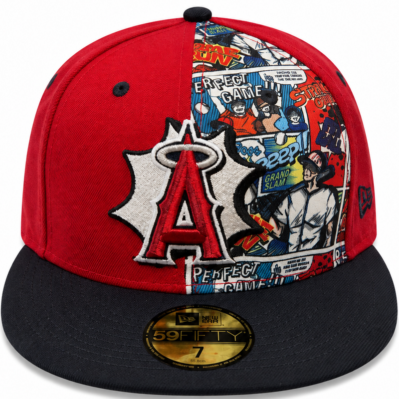 Los Angeles Angels Comic Panel Red New Era 59FIFTY fitted hat - side view
