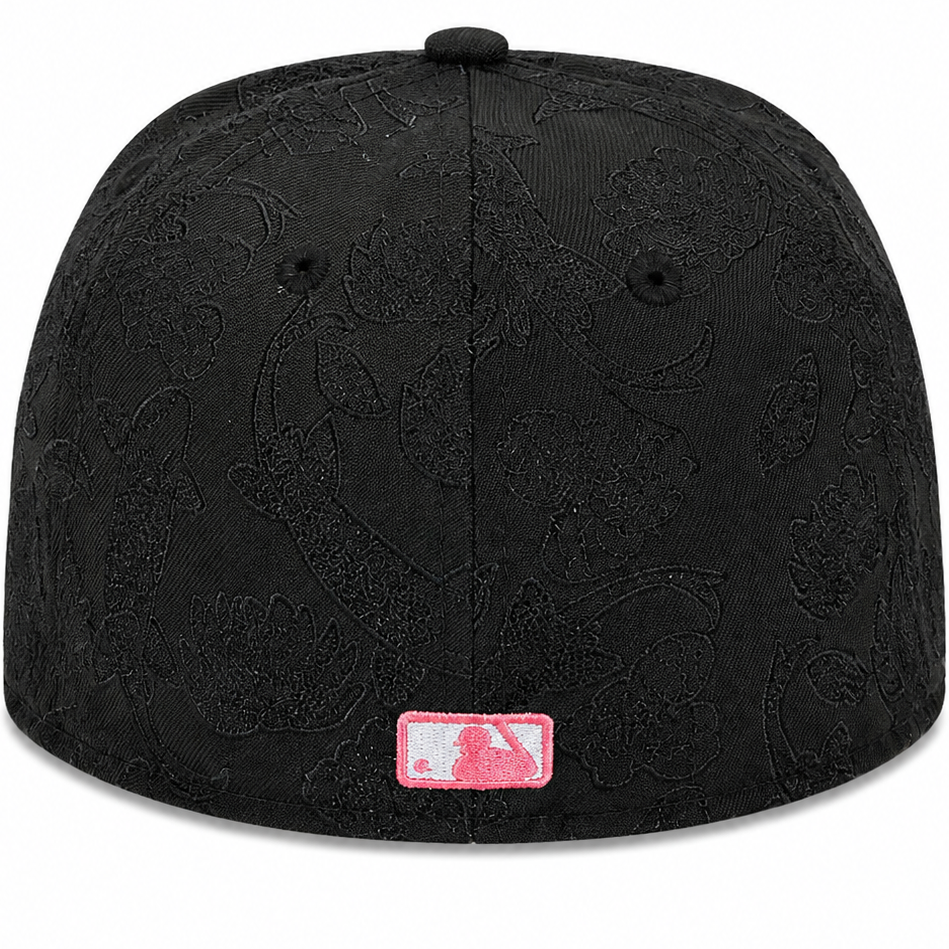 New Era Pittsburgh Pirates black floral 59FIFTY fitted hat with pink P logo – view 1
