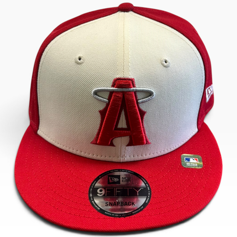 Los Angeles Angels cream and red New Era 9FIFTY snapback hat - front view