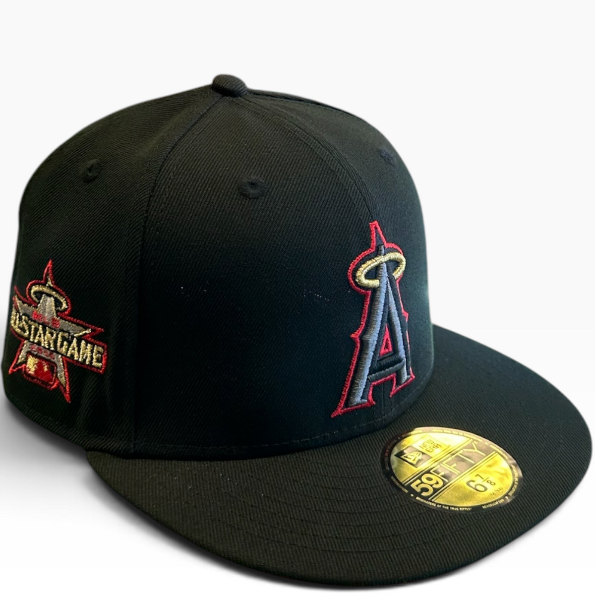 Los Angeles Angels Black/Red New Era 59FIFTY fitted hat - front view