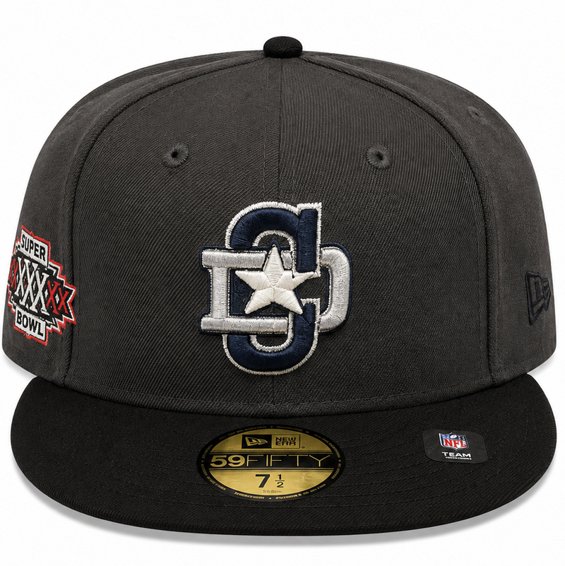 Dallas Cowboys SD Star dark gray and black New Era 59FIFTY fitted hat - front view