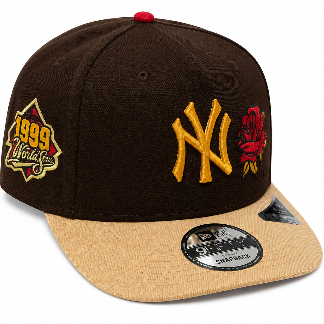New York Yankees brown/tan/red New Era 9FIFTY A-Frame snapback hat - side view