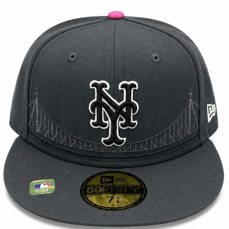 New York Mets charcoal bridge New Era 59FIFTY fitted hat - side view