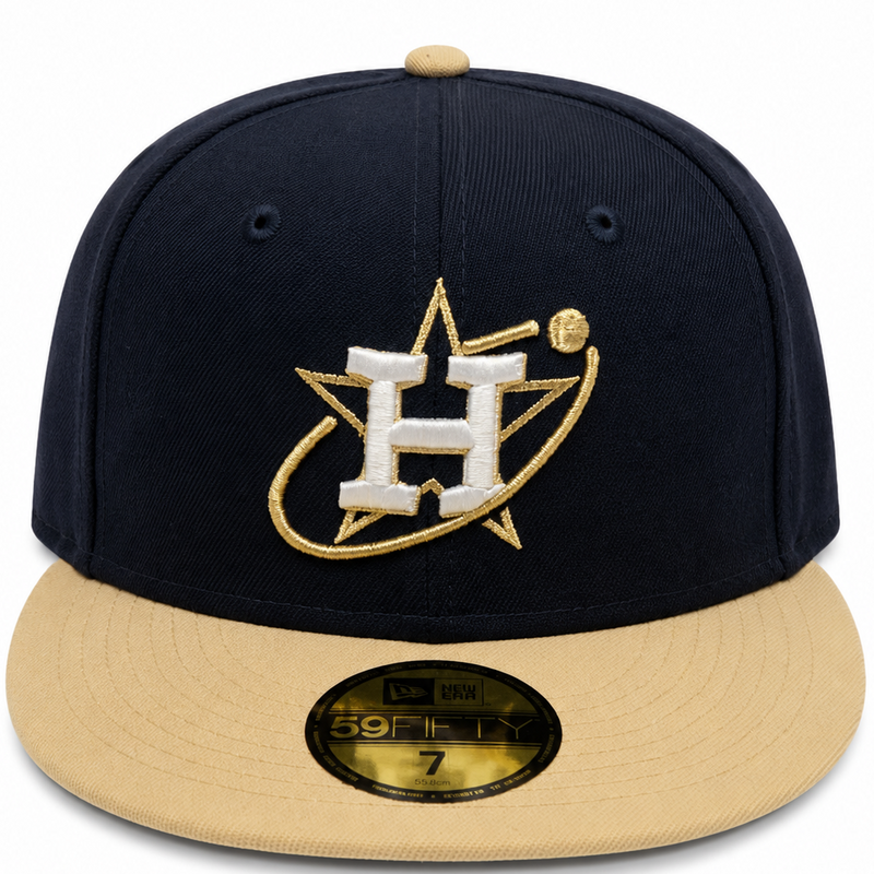 Houston Astros Navy / Tan New Era 59FIFTY fitted hat - front view