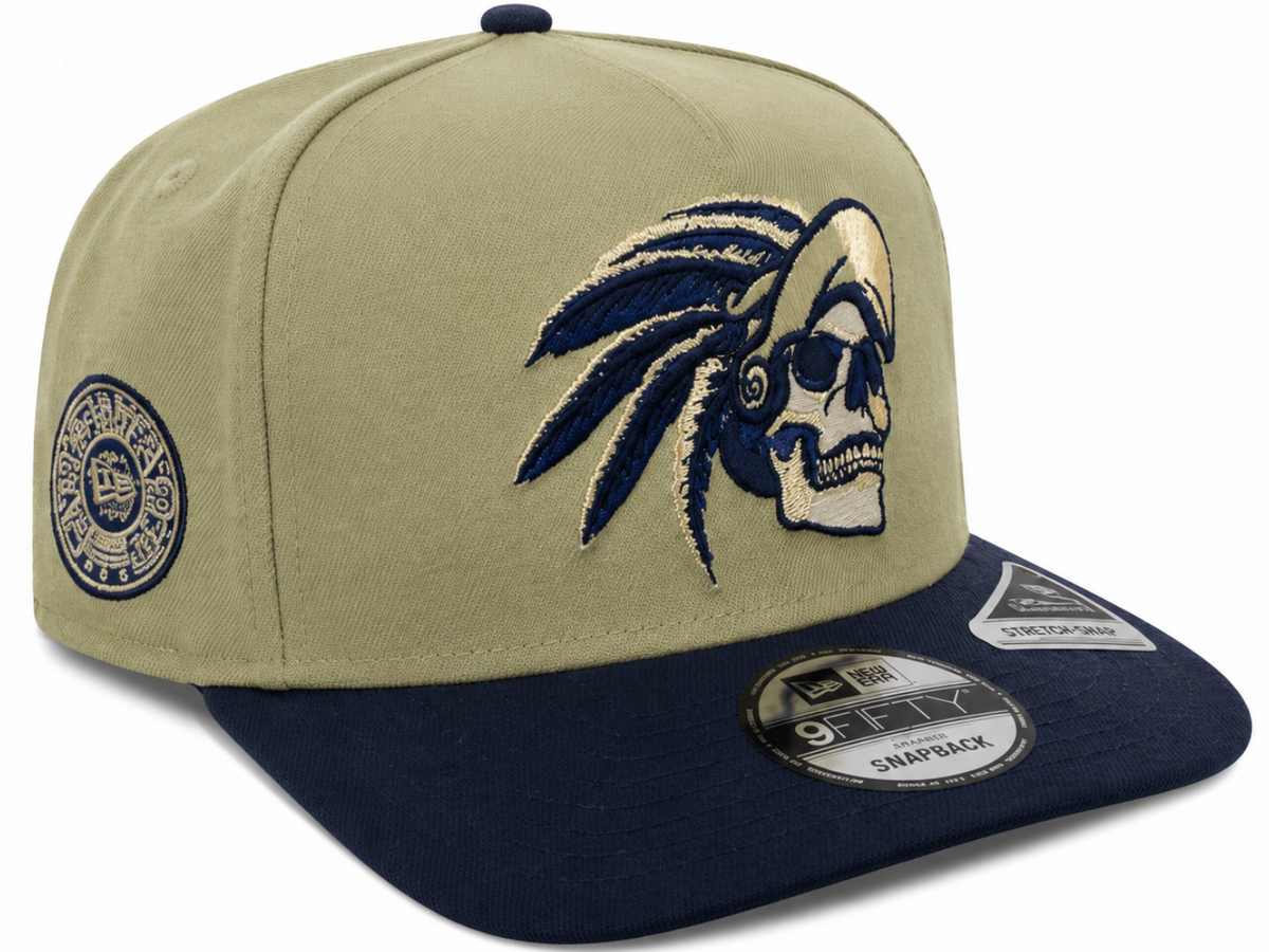 Skull Headdress khaki & navy New Era 9FIFTY A-Frame snapback hat - side view