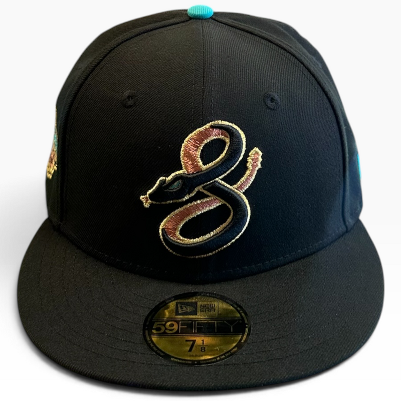 Arizona Diamondbacks Black/Teal New Era 59FIFTY fitted hat - side view