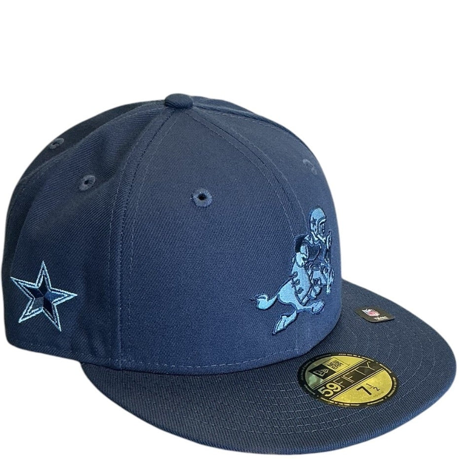 Dallas Cowboys navy blue New Era 59FIFTY fitted hat - side view