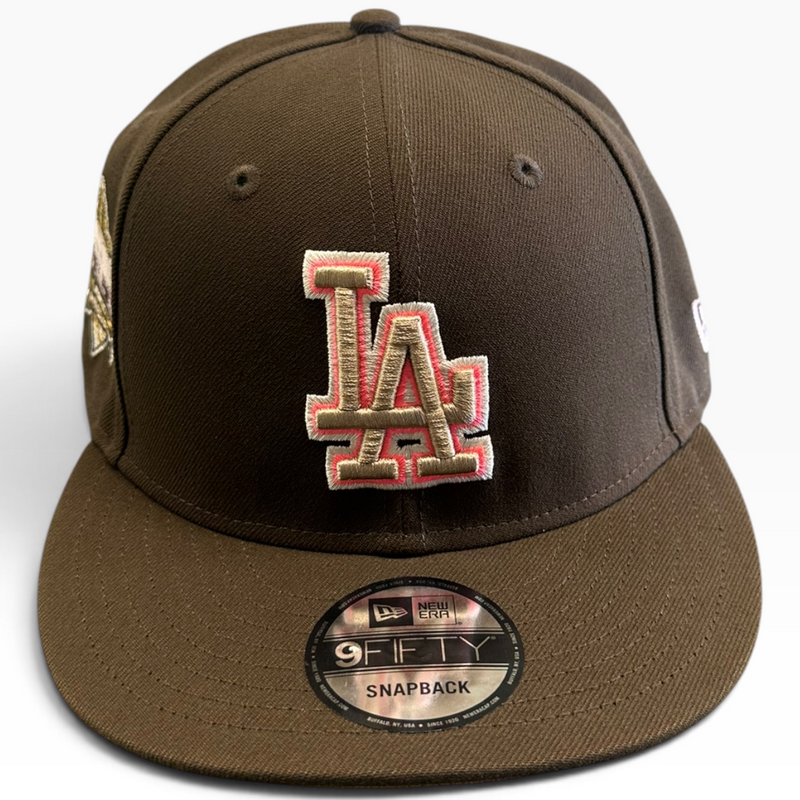 Los Angeles Dodgers brown and gold New Era 9FIFTY snapback hat - front view