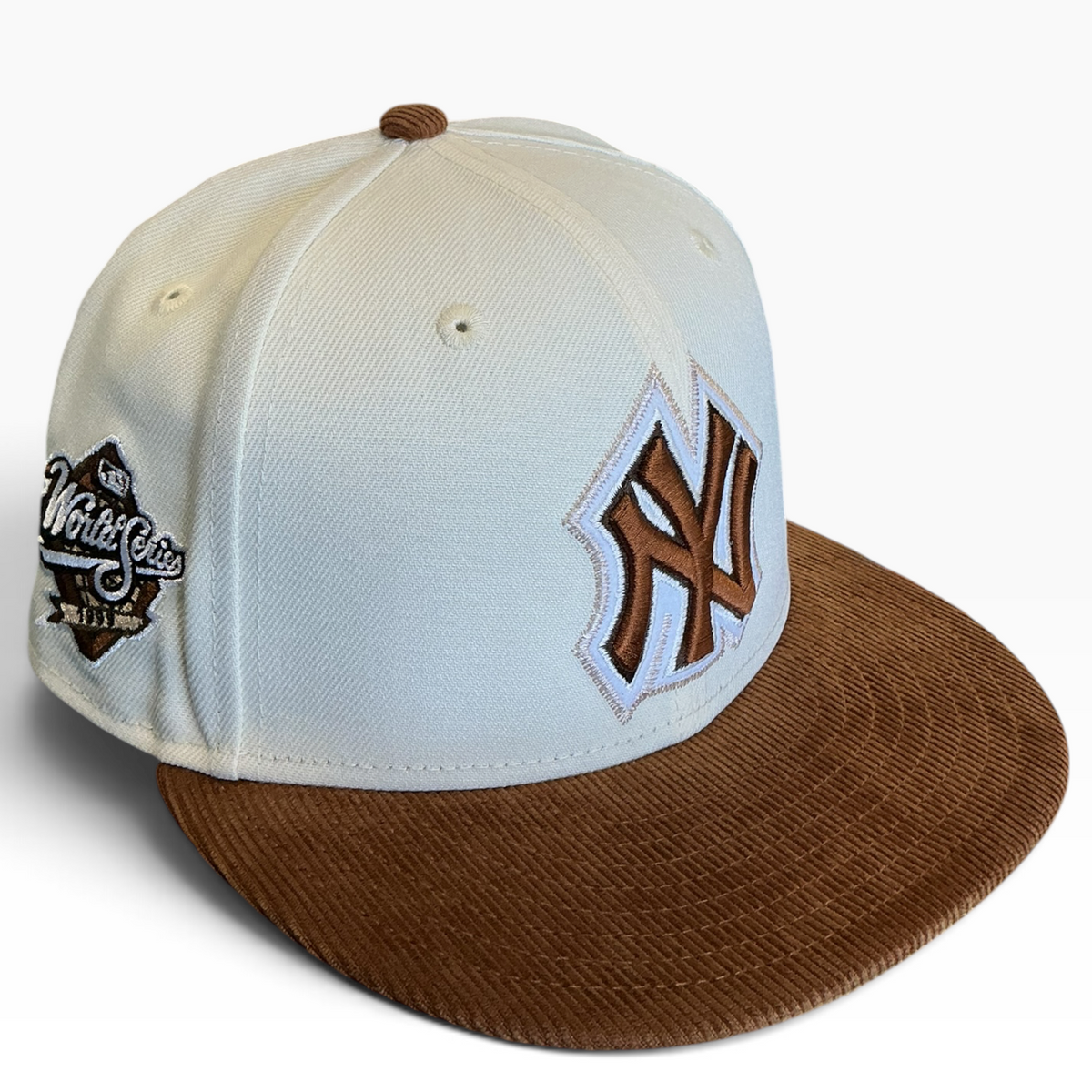 New York Yankees Cream & Brown Corduroy New Era 59FIFTY fitted hat - back view