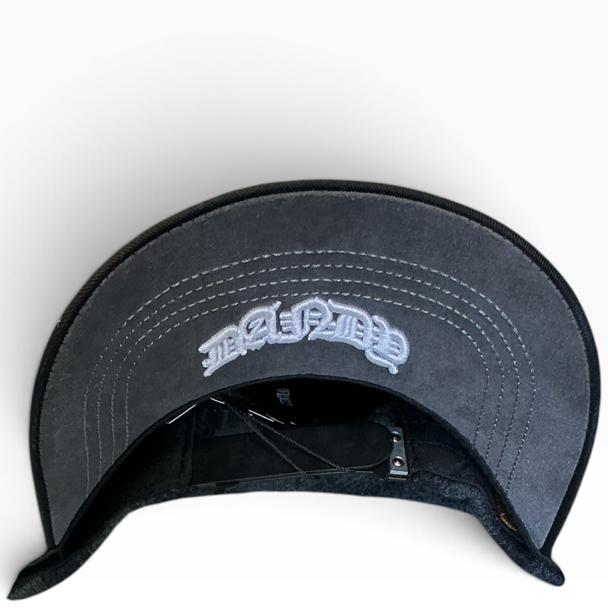 Los Angeles LA black wool snapback hat with white embroidery - front view