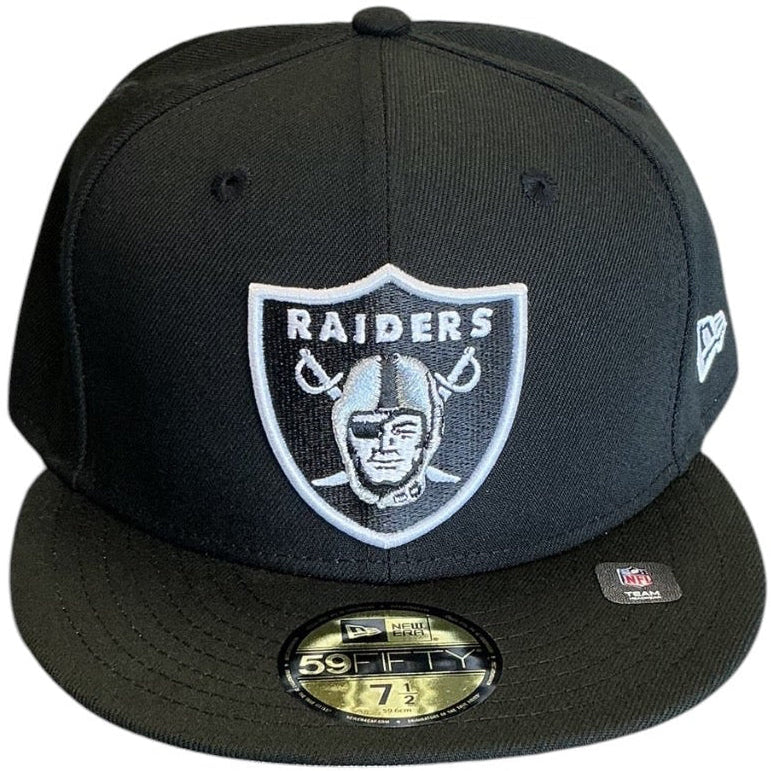 Las Vegas Raiders black New Era 59FIFTY fitted hat - front view